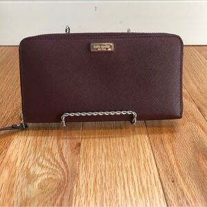 kate spade plum zip around leather wallet!